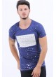 Beyaz Baskılı Lacivert T-Shirt