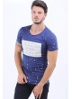 Beyaz Baskılı Lacivert T-Shirt