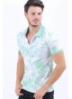 Nilyeşili Desen Polo Yaka Beyaz T-Shirt