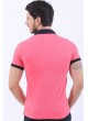 Siyah Desen Polo Yaka Pembe T-Shirt