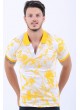 Sarı Desen Polo Yaka Beyaz T-Shirt