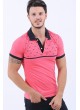Siyah Desen Polo Yaka Pembe T-Shirt