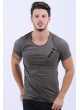 Kesikli Armalı Haki T-Shirt