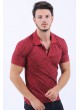 Yazı Desenli Polo Yaka Kırmızı T-Shirt