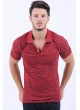 Yazı Desenli Polo Yaka Kırmızı T-Shirt