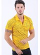Yazı Desenli Polo Yaka Sarı T-Shirt