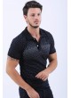 Beyaz Nokta Desen Polo Yaka Lacivert T-Shirt