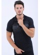 Beyaz Nokta Desen Polo Yaka Lacivert T-Shirt