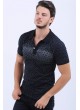 Beyaz Nokta Desen Polo Yaka Lacivert T-Shirt