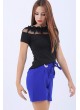 Dantel Kayık Yaka Siyah Bluz