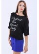 Yazı Baskı Salaş Siyah T-Shirt