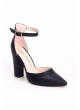 Sor Siyah Bayan Cilt Bilekten Kemerli Topuklu Ayakkabı