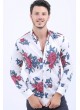 Gül Desen Beyaz Gömlek