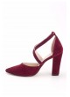Sor Bordo Süet Çapraz Bilekten Kemerli Topuklu Bayan Ayakkabı