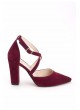 Sor Bordo Süet Çapraz Bilekten Kemerli Topuklu Bayan Ayakkabı