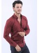 Çiçek Desen Bordo Gömlek