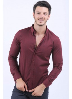 Lacivert Kaligrafi Desen Bordo Gömlek