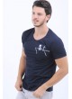 Iskelet Baskılı Cep Lacivert T-Shirt