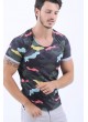 Renkli Kamuflaj Füme T-Shirt
