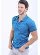 Lacivert Püskütrme Desen Polo Yaka Mavi T-Shirt