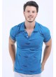 Lacivert Püskütrme Desen Polo Yaka Mavi T-Shirt