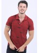 Lacivert Püskütme Desen Polo Yaka Bordo T-Shirt