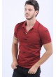 Lacivert Püskütme Desen Polo Yaka Bordo T-Shirt