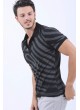 Beyaz Nokta Desen Polo Yaka Siyah T-Shirt
