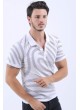 Lacivert Nokta Desen Polo Yaka Beyaz T-Shirt