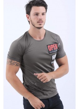Open Armalı Haki T-Shirt