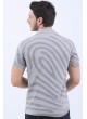 Lacivert Nokta Desen Polo Yaka Gri T-Shirt