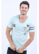 Kol Şerit Armalı Nilyeşili T-Shirt
