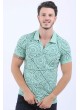 Yazı Desenli Polo Yaka Nilyeşili T-Shirt