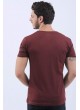 Kol Şerit Armalı Bordo T-Shirt
