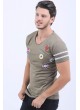 Kol Şerit Armalı Haki T-Shirt
