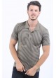 Lacivert Nokta Desen Polo Yaka Haki T-Shirt