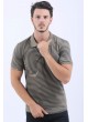 Lacivert Nokta Desen Polo Yaka Haki T-Shirt
