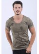 Siyah Baskı Desen Haki T-Shirt