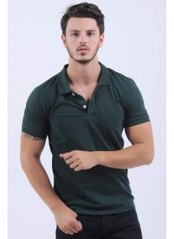 Lacivert Desen Polo Yaka Yeşil T-Shirt