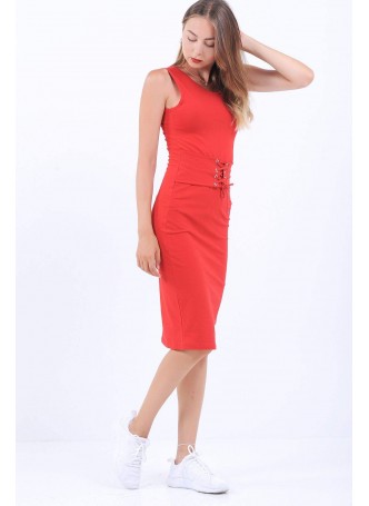 Kemerli Kırmızı Elbise