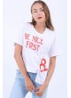Be Nice First Baskılı Bağcık Detay Beyaz T-Shirt