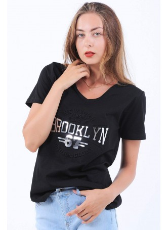 Brooklyn 67 Kabartma Siyah T-Shirt