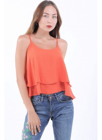 Fırfırlı İp Askı Narçiçeği Bluz