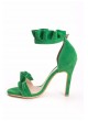 Mrt Yeşil Süet Bilekten Kemerli Pileli Bayan Stiletto Ayakkabı
