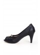 Pol Siyah Cilt Bayan Topuklu Ayakkabı
