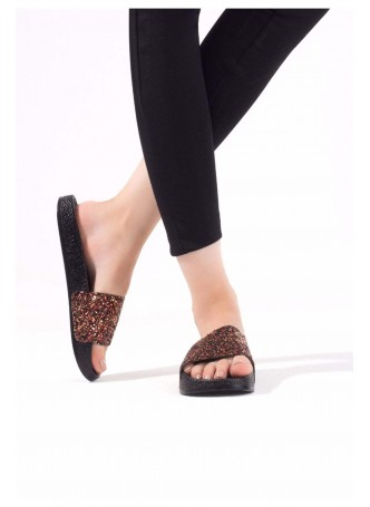 Ysf Siyah Renkli Simli Tek Bant Bayan Terlik