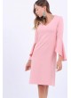 Volanlı Kol Uçuk Pembe Elbise
