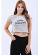 Fashion Yazılı gri T-Shirt