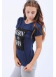 Ön Pullu Lacivert T-shirt