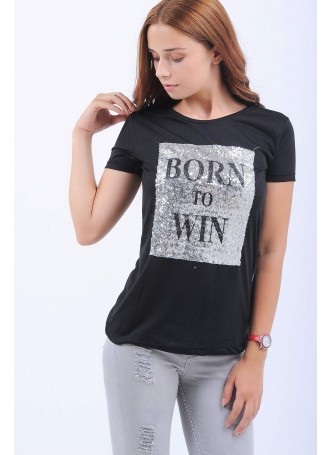 Ön Pullu Siyah T-shirt